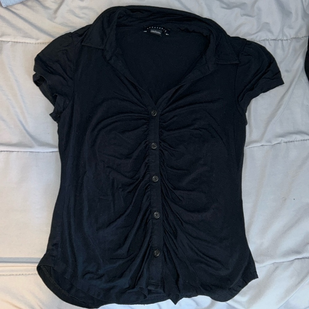 Sanctuary button-down ruched polo shirt